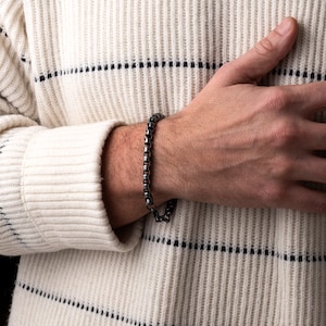 Motorrad-Edelstahlarmband, Fahrradkette BlackBracelet, Fahrradarmband, Bikerarmband für Männer, Kettengliedarmband, Geschenk für Männer