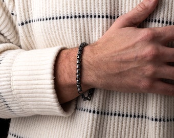 Pulsera de acero inoxidable para motocicleta, pulsera negra con cadena de bicicleta, pulsera de bicicleta, pulsera de motociclista para hombre, pulsera de eslabones de cadena, regalo para hombre