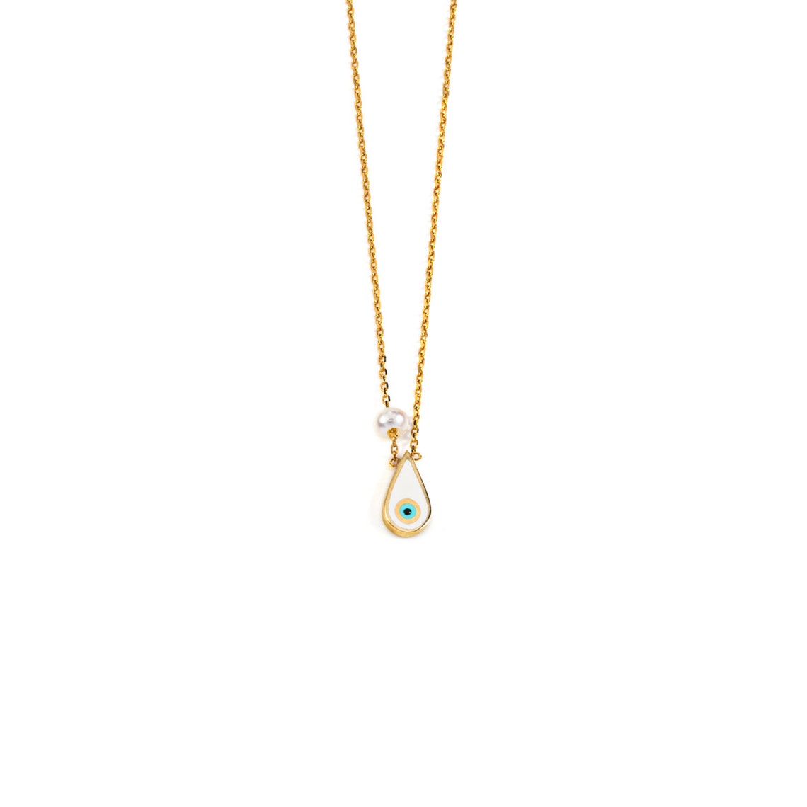 Solid Gold Evil Eye Drop Necklace in 14K Gold Tiny Eye Etsy