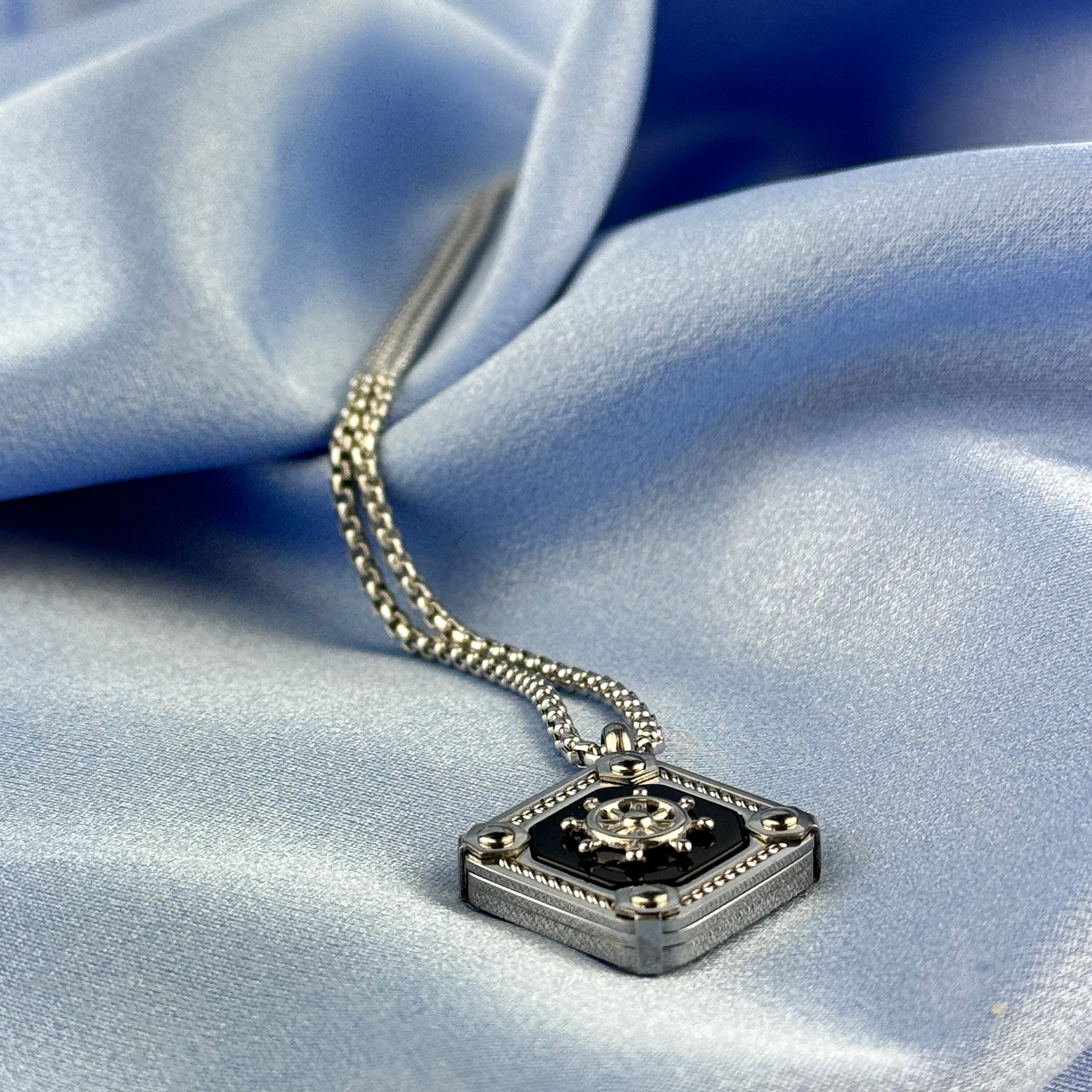 Collana Uomo Con Ciondolo Timone Marino - Acciaio Inossidabile, Catena Grano 75cm IMETACLII - Foto 12