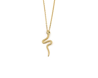 Dainty Snake Shaped Sterling Silver 925 Necklace, Pendant Charm Necklace, Necklace with Snake Pendant, Golden Snake Jewelry, Animal Jewelry