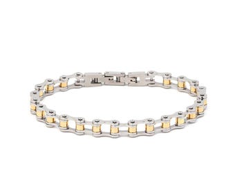Pulsera de cadena de bicicleta de acero inoxidable, pulsera de motocicleta, pulsera de cadena de motociclista, pulsera de bicicleta, pulsera de eslabones de cadena, regalo para hombres