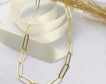 Paperclip Chain Necklace, Soldered Closed Links, Oval Link Chains, Rectangle Link Chain, Mom Gift, Minimalist Necklace, Sterling Silver