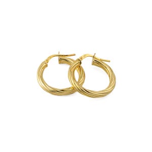 Gold Plated Twisted Hoop Earrings, Sterling Silver Earrings, Handmade Gold Hoops, Geometric Earrings, Everyday Huggie Earrings, Easter Gifts