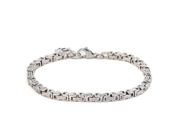 Byzantine Stainless Steel Bracelet, Mens Bracelet, Byzantine Chain Bracelet, Chunky Chain for Men, Gift for Husband