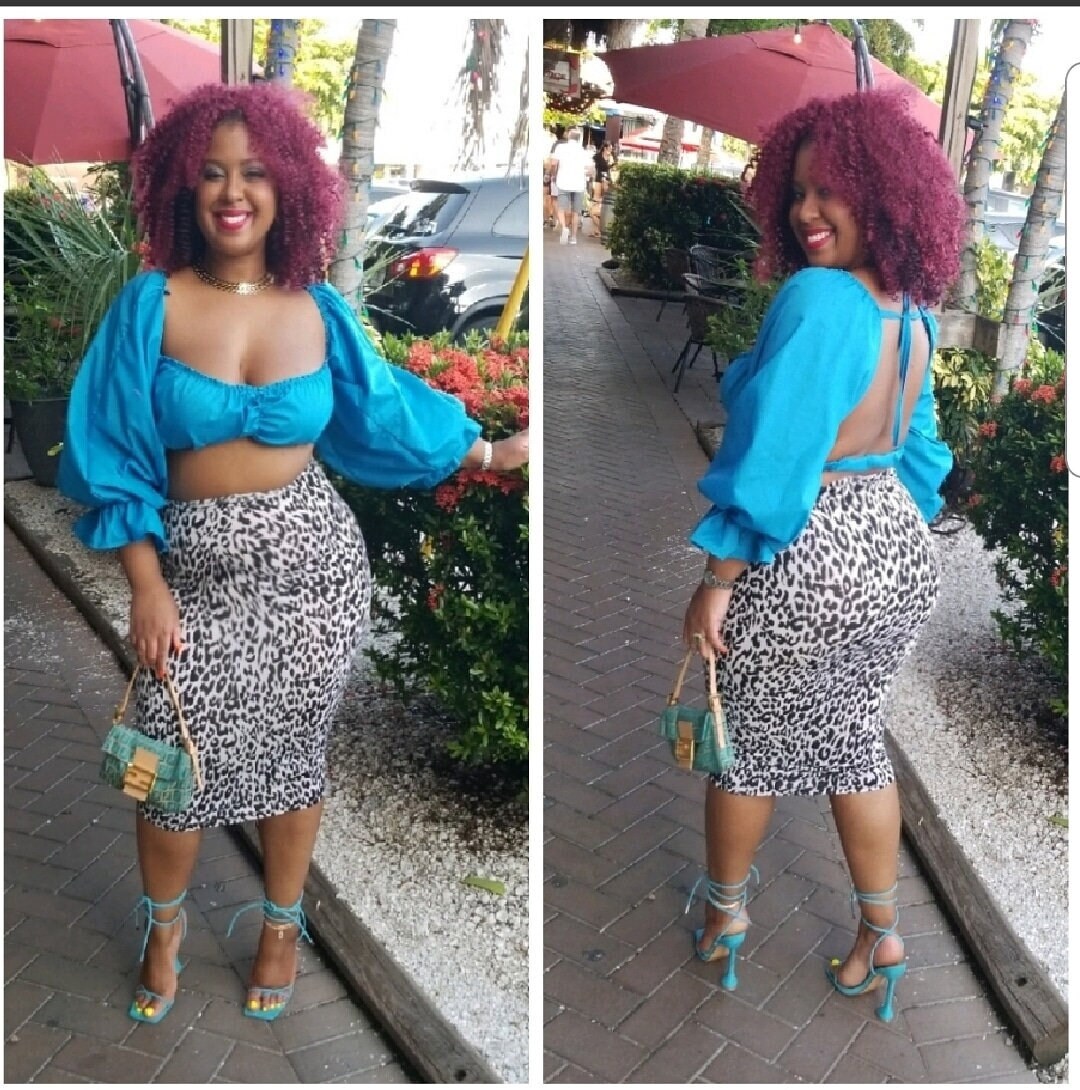 Turquoise Gathered Backless Cotton Crop Top Available in - Etsy