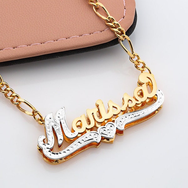 Name Necklace | Double Name Plate | Name Plate | Nameplate Necklace | Custom Nameplate | Free Shipping