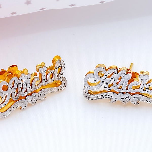 Name Stud Earrings Etsy