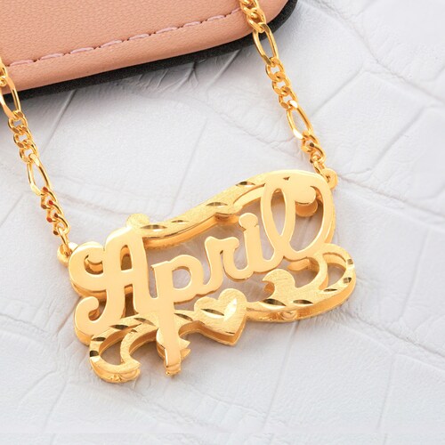 Name Necklace Double Name Plate Name 