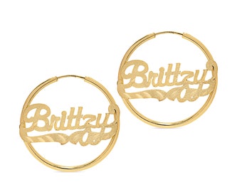 Name Hoop Earrings | Name Earrings | Custom Name Earrings | Diamond Cut  | Free Shipping | Hoop |