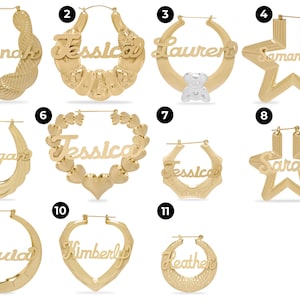 Name Earrings, Bamboo Earrings, Personalized Name Earrings, Heart, Star and Round Shape Bamboo Earrings,