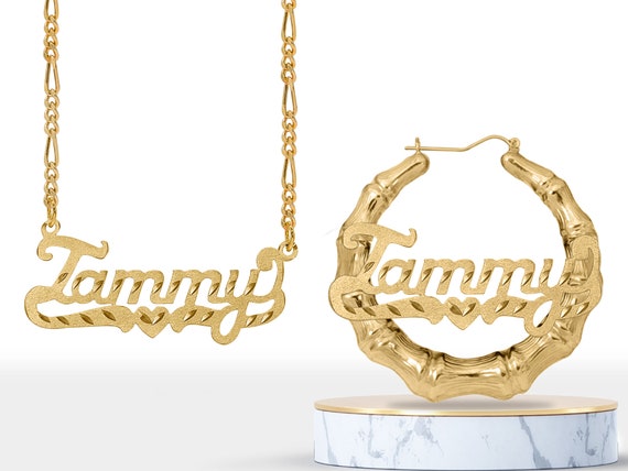 Name necklace and best sale earrings