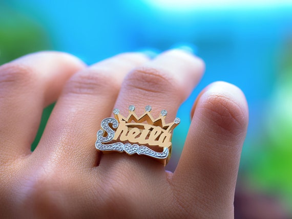 Personalized Crown Name Ring Beading Personalized Ring Free