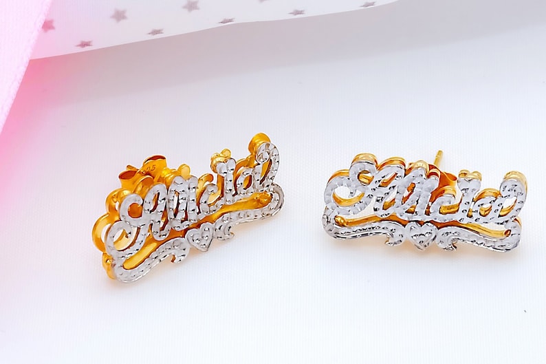 Mini Name Earrings Stud Name Earrings Beaded Earrings Etsy