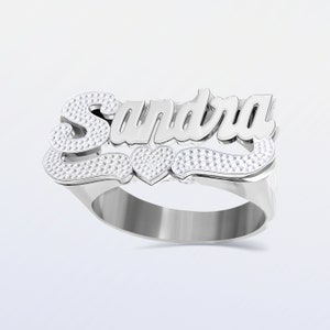 Personalized Name Ring Diamond Cut Personalized Ring Free Shipping Gift Custom Made Sterling Silver