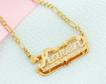 Name Necklace Double Name Plate Name 