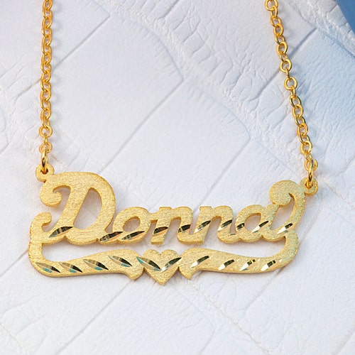 Name Plate Necklace Diamond Cut Diamond 