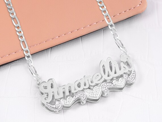 Double name necklace silver discount