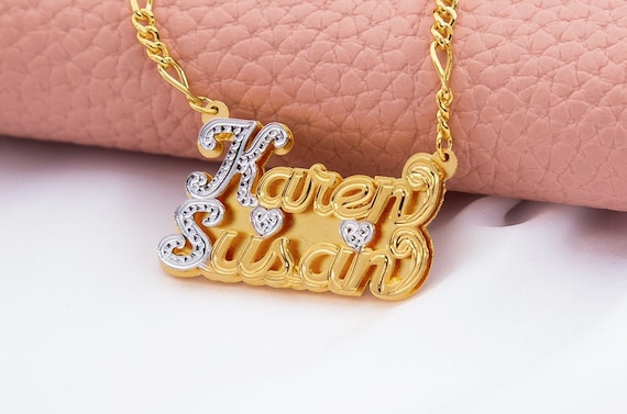 Custom Nameplate Real Gold Double Plated Name Necklace Name