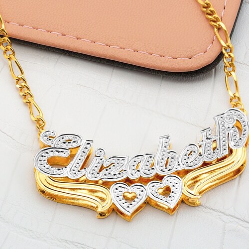 Name Necklace Double Name Plate Name Plate Nameplate Etsy