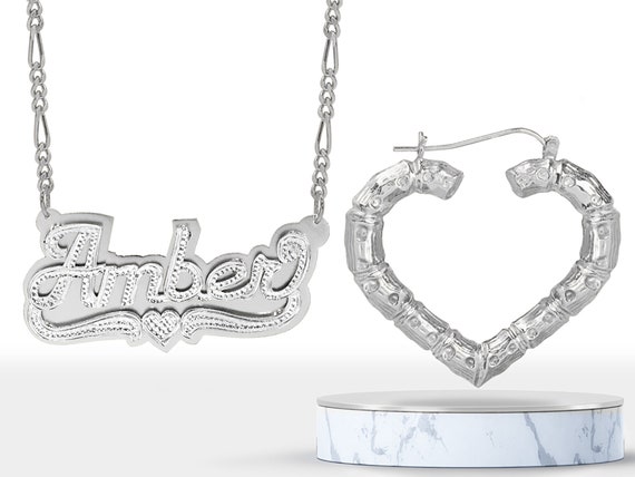 Nameplate necklace hotsell and earrings