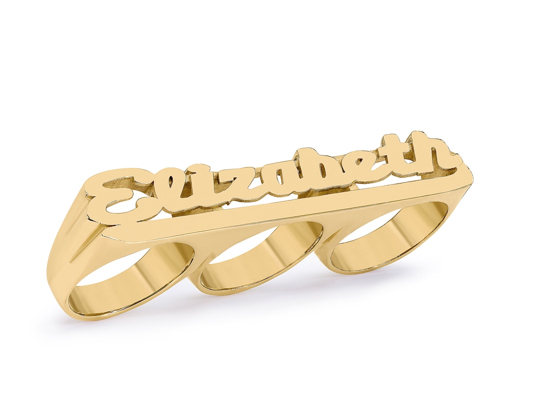 Anillo de nombre de tres dedos Anillo de nombre Anillo personalizado Su anillo de nombre Alto polaco Envio gratis Etsy Espana