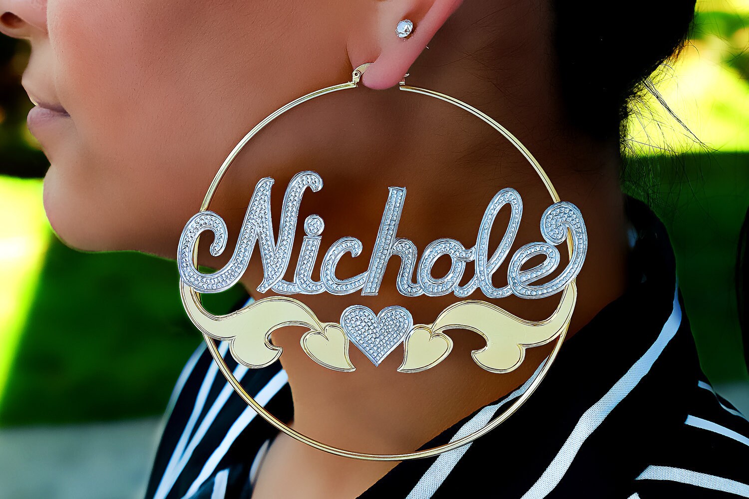 Hoop earrings with name sale