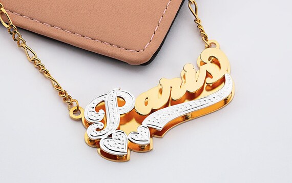 Name Necklace Double Name Plate Name Plate Nameplate Necklace
