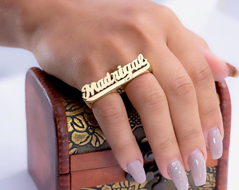 Two finger name best sale rings
