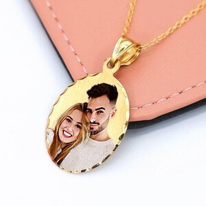 Portrait Pendant Diamond Cut Color Photo Pendant Photo Pendant Meaningful Jewelry Gift Idea image 4