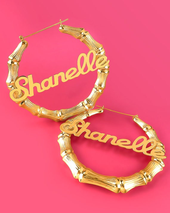 Bamboo earrings with name discount