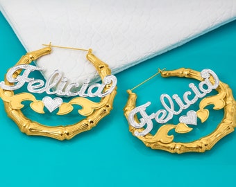 Bamboo Earrings | Name Earrings | Celebrity Earrings  |Big Hoop Earrings | Classic Hoops| Free Shipping