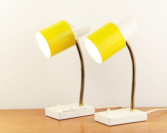 Pair of vintage yellow & white table lamps made by Hala Zeist - Made in The Netherlands - Mid-century modern - ca. 1960s