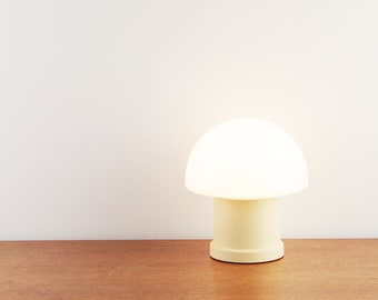 Vintage off white mushroom table lamp with glass shade - Made by Hema - ca. 1970s