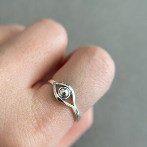 Sterling Silver Evil Eye Ring, Simple Minimalist Ring, Thin Silver Ring - Sterling Silver [R1005]