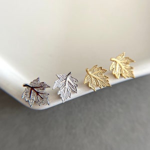 Silber Kanada Ahornblatt Ohrstecker, Herbst Blatt Ohrstecker - Sterling Silber