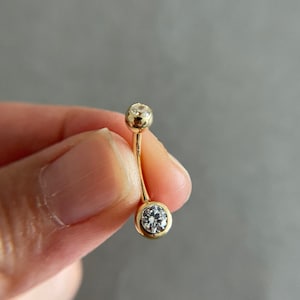 14K Solid Gold/ CZ Belly Button Rings, Navel Piercing,Belly Barbell, Belly Button Jewelry, Belly Piercing - 14K Solid Gold