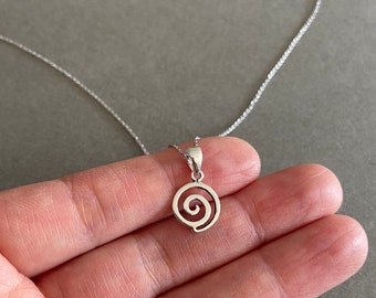 Silver Tiny Mini Swirl Necklace - Sterling Silver [NS1005]