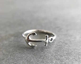 Sterling Silver Anchor Type B Ring,Sideways Anchor Ring, Nautical Ring, Horizontal Anchor Ring, Anchor Jewelry, Nautical Jewelry [R1015]