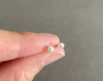 Tiny Natural Freshwater Pearl Stud Earrings -Sterling Silver
