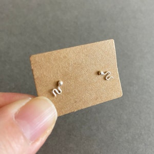 Silver Sperm Stud Earrings, Snake Stud Earrings - Sterling Silver [ESV1042]