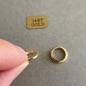 14K Solid Gold 2mm Thick Huggie Hoop Earrings - 14K Solid Gold