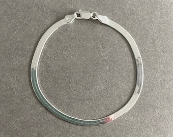 Sterling Silver Herringbone 3.25mm Chain Bracelet - Sterling Silver