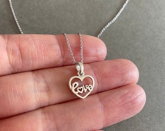 Silver Tiny Mini Heart Love Necklace - Sterling Silver