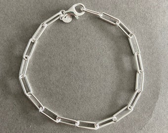 Sterling Silver Chain Link Paper Clip Chain Bracelet - Sterling Silver