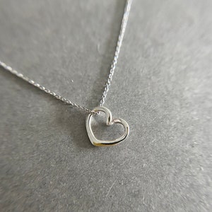Silver Tiny Mini Open Heart Love Necklace - Sterling Silver [NS1020]