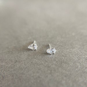 Silver Tiny Mini CZ Tear Drop Stud Earrings - Sterling Silver