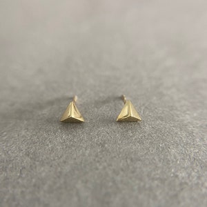 Silver Pyramid Triangle  Stud Earrings - Sterling Silver
