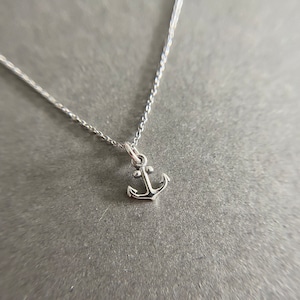 Silver Tiny Mini Anchor Necklace - Sterling Silver [NS1022]