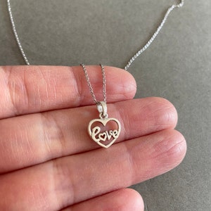 Silver Tiny Mini Heart Love Necklace - Sterling Silver [NS1002]